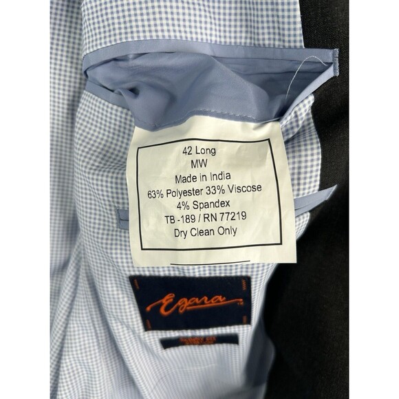 Egara Sports Blazer Men's Size 42L Gray Solid Casual Lined Skinny Fit Stretch - Picture 9 of 9